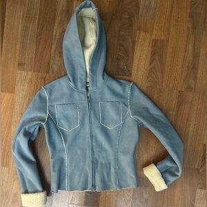Women's bebe Faux Suede Light Blue Jacket Coat Size S